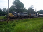 2 CSX GM/EMD SD40-2s Sit Waiting to Move Through the Montreal Road Grade Crossing